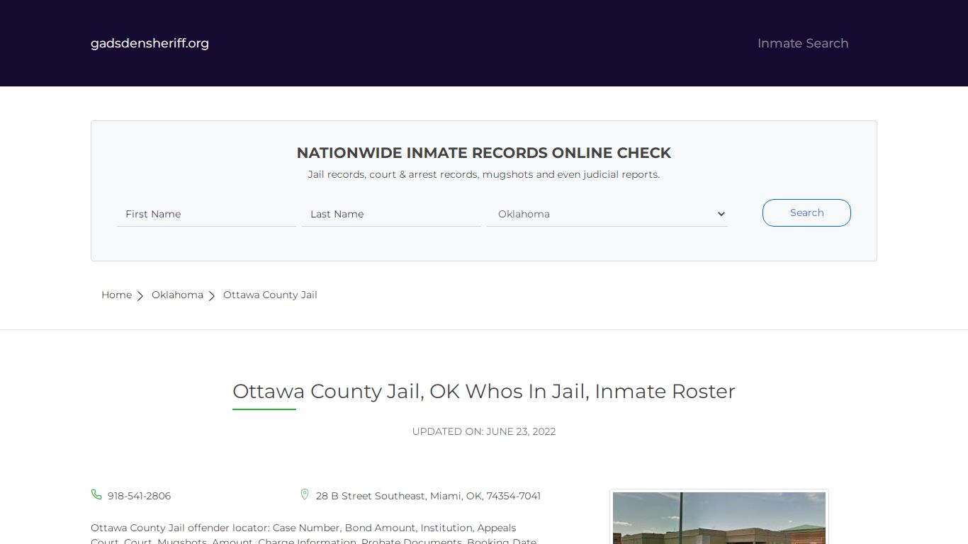 Ottawa County Jail, OK Inmate Roster, Whos In Jail