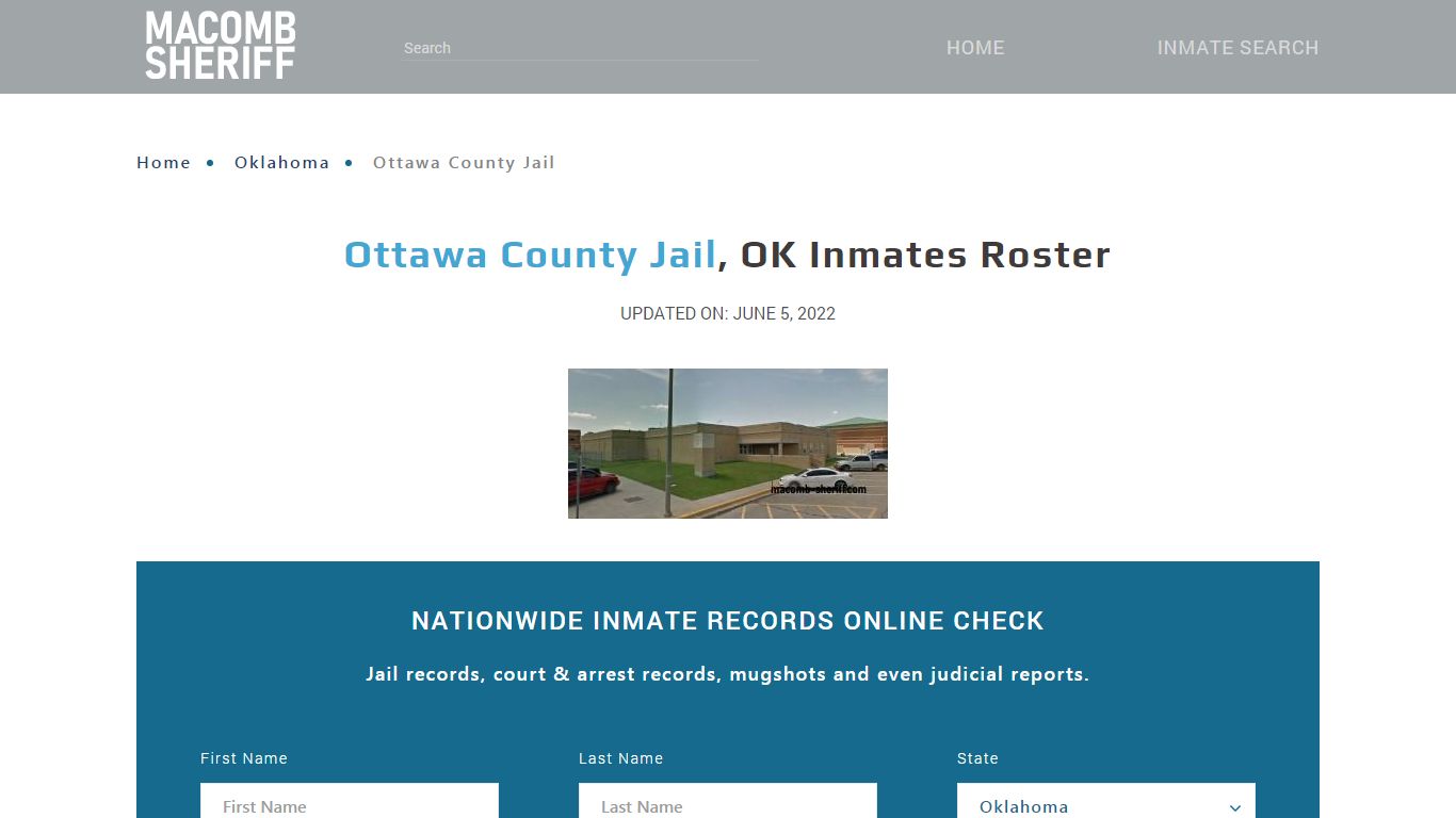 Ottawa County Jail, OK Jail Roster, Name Search